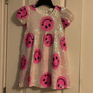Lola + The Boys Pink Sequin Smiley Dress